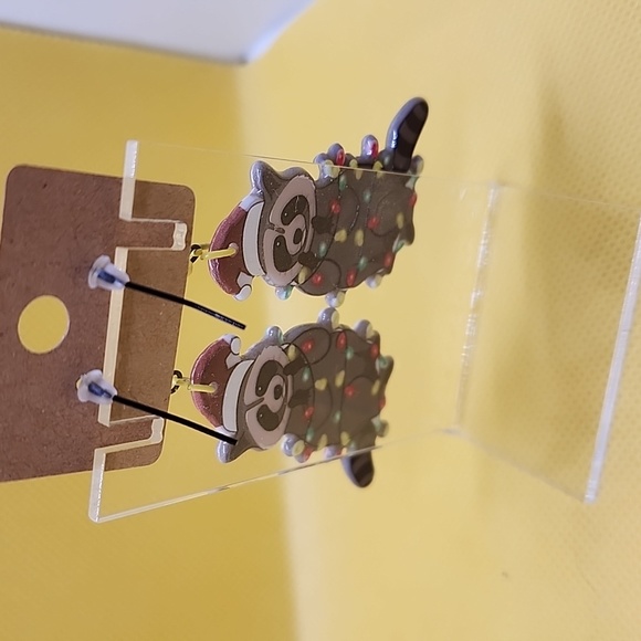 Christmas Raccoon Earrings - Picture 2 of 3